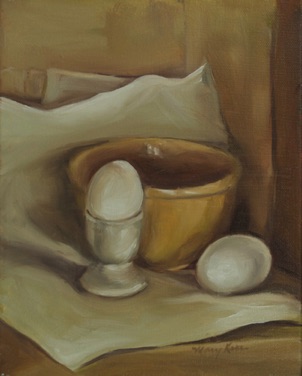 Two Eggs and a Bowl
oil on canvas
10” x 8”